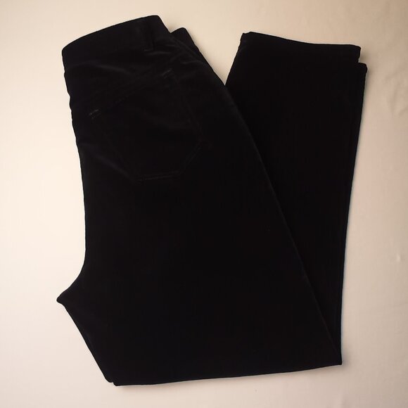 Jones New York Sport Petite Velvet Jeans Size 12P High Rise Tapered Leg Black - Picture 1 of 9